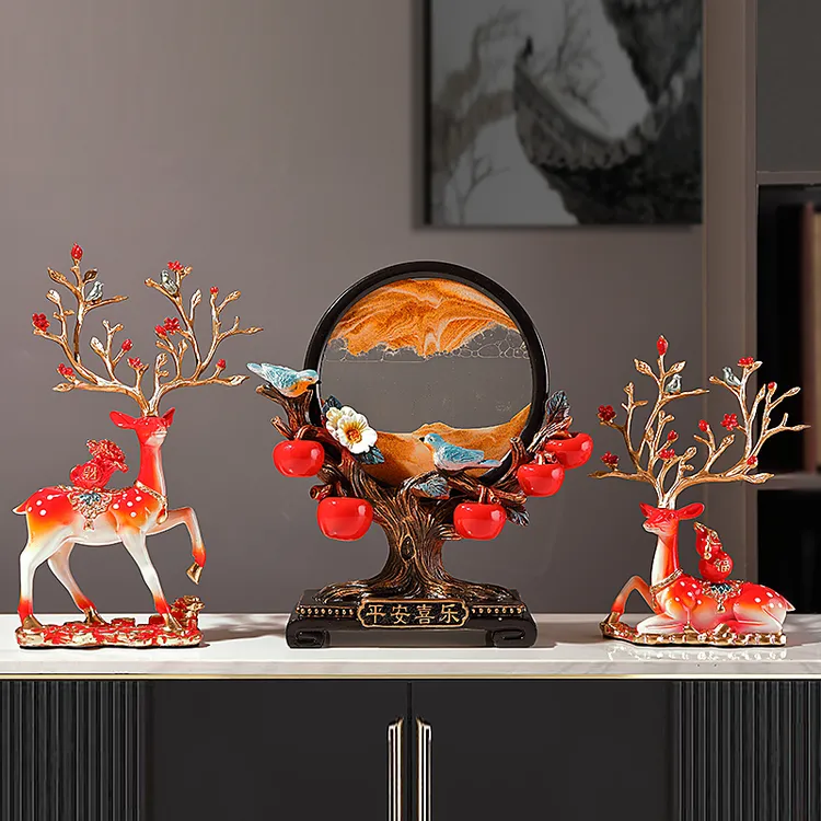 创意喜庆鹿摆件结婚礼物送新人客厅电视柜酒柜玄关新婚家居装饰品