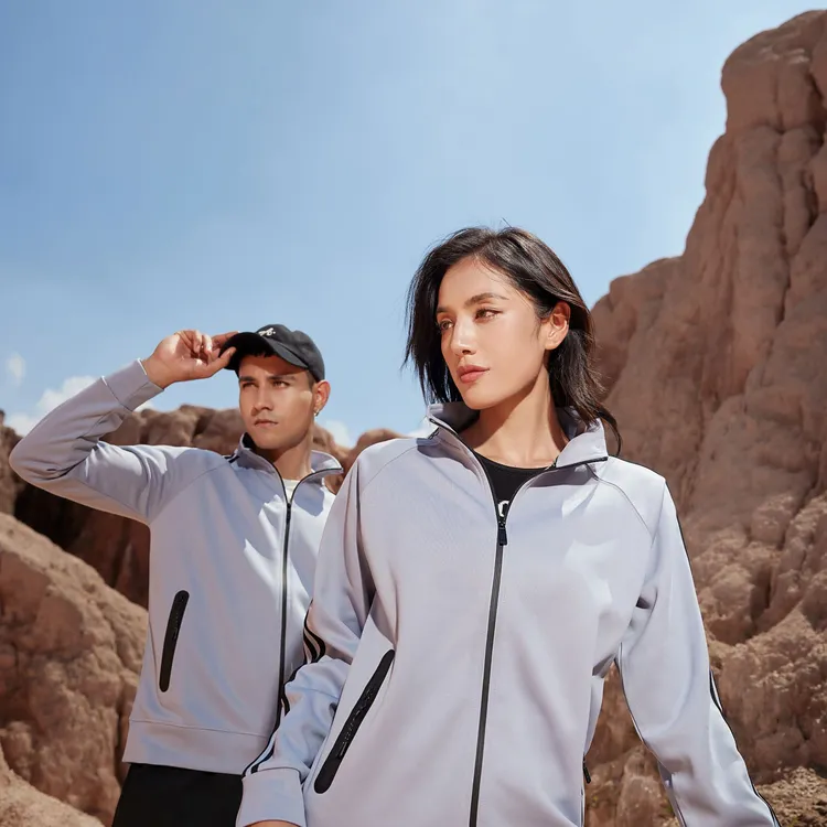 户外休闲雪花呢三杠立领卫衣情侣连帽防风保暖户外运动透气加厚