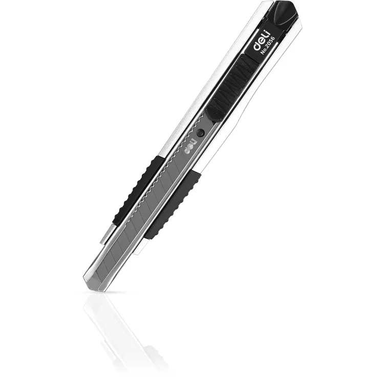 得力2056美工刀小号9mm裁纸刀手工刀切纸刀割墙纸刀锌合金工具刀