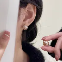 韩芸汐 A-68 简约圆形耳扣温柔百搭精致美拉德色系气质