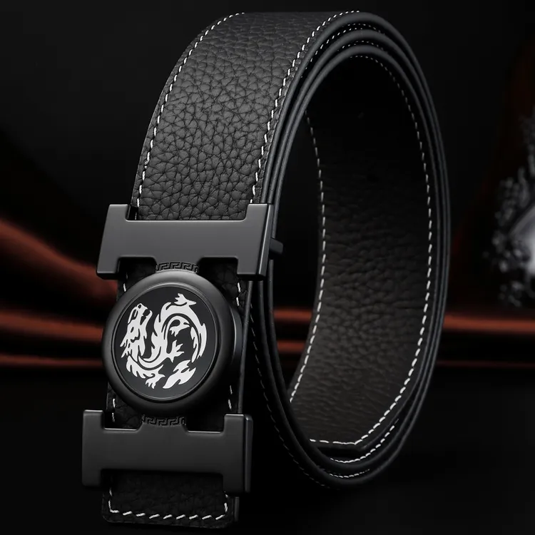 潮流高级感轻奢风爆款真皮男士H扣皮带男款2023新款腰带牛皮百搭