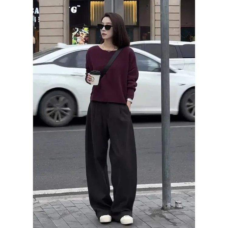 冬季穿搭盐系轻熟炸街高级感小洋装气质通勤休闲慵懒风针织套装裤