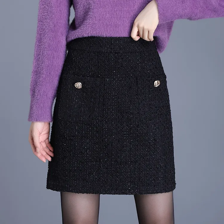 黑色小香风包臀裙女短裙秋冬新款半身裙显瘦气质修身a型裙子