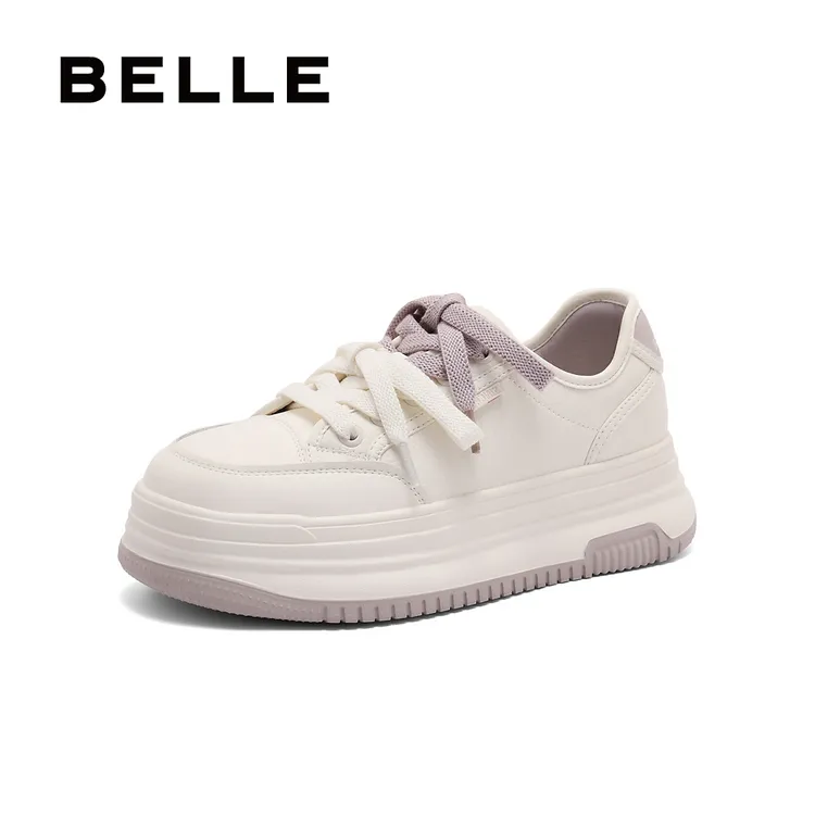 百丽时尚撞色板鞋女秋新商场同款厚底增高休闲鞋C1P1DCM4