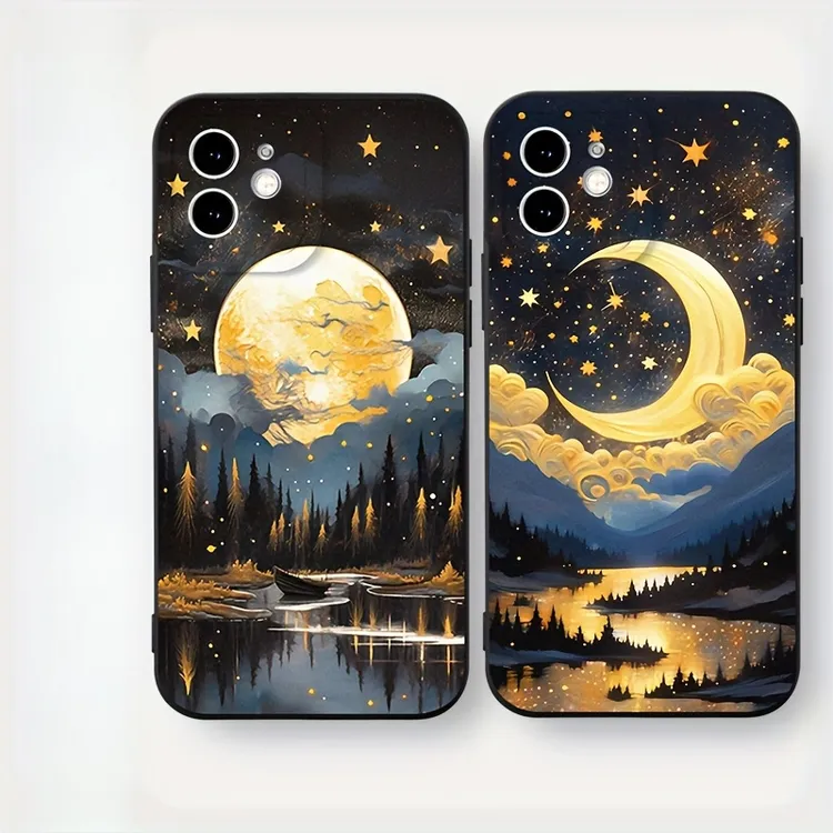 适用【苹果/华为/oppo/vivo/小米】魔方壳情侣满月创意全包手机套