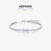 HEFANG 925银合成锆石手链 极光小方糖手链简约婚礼送礼心意