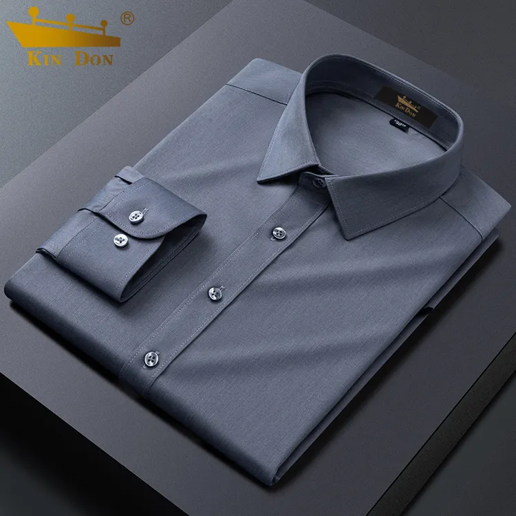 KIN DON竹纤维长袖衬衫男春季轻奢休闲无痕透气白色寸衫抗皱免烫