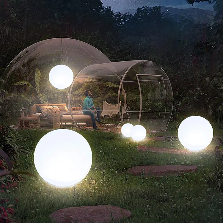  白色圆球灯景观太阳能阳台草坪灯彩色发光网红充电婚庆装饰灯