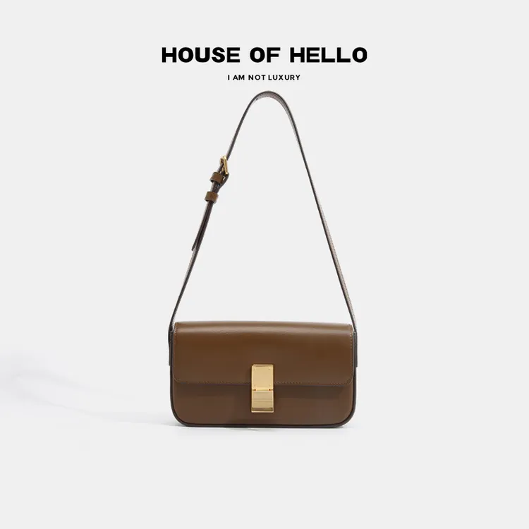 HOUSEOFHELLO小方包单肩简约小众肩包豆腐包防盗法棍轻奢腋下包