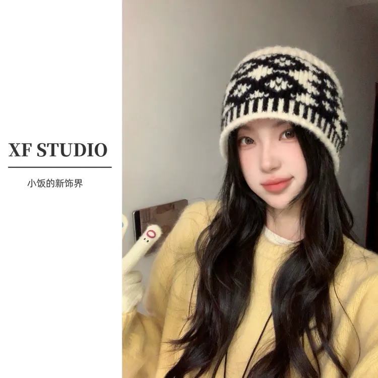 【XF STUDIO】小饭的网红针织韩版冷帽百搭加厚保暖针织韩版冷帽