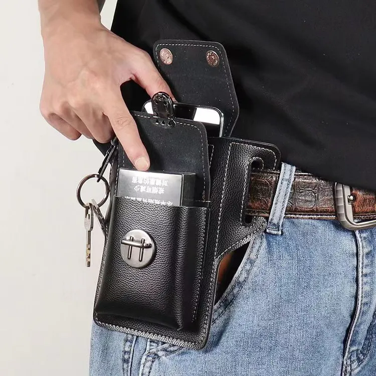 手机包男士竖款手机套多功能超薄防水腰带包腰包时尚出差小挂包