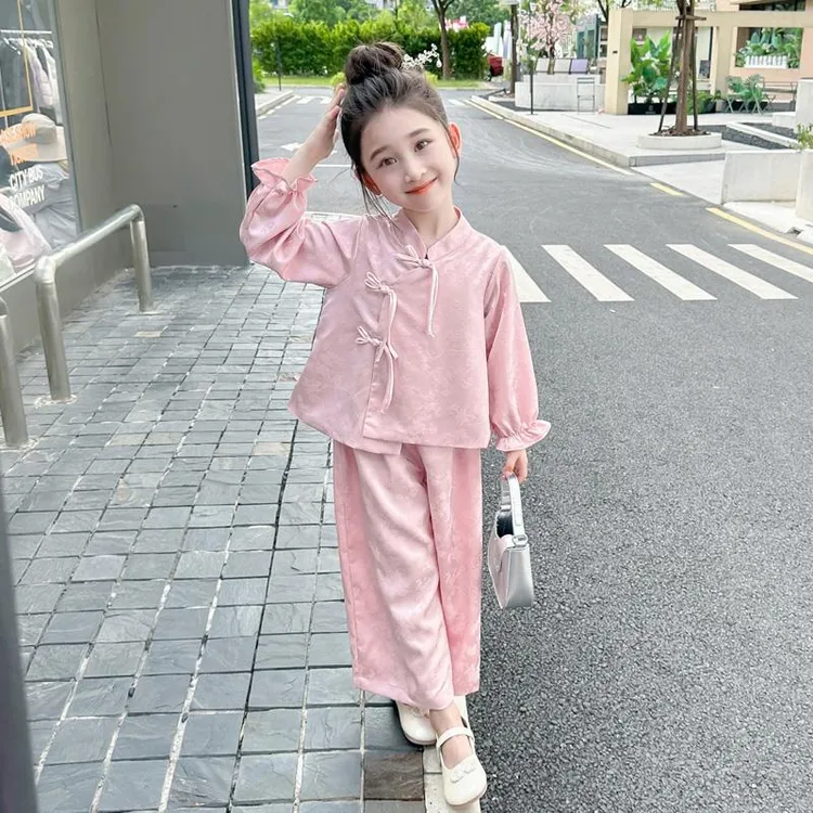 汉服秋装洋气时髦套装儿童新中式两件套2024新款女宝国风礼服