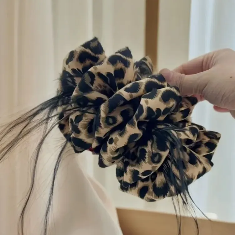 优雅气质名媛小豹纹蝴蝶结云朵泡泡抓夹ins风洋气公主轻奢法式