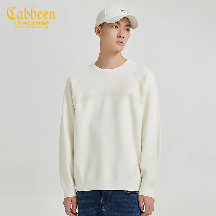 卡宾男装LOGO刺绣针织衫秋冬季新款保暖时尚休闲毛衣3244107016