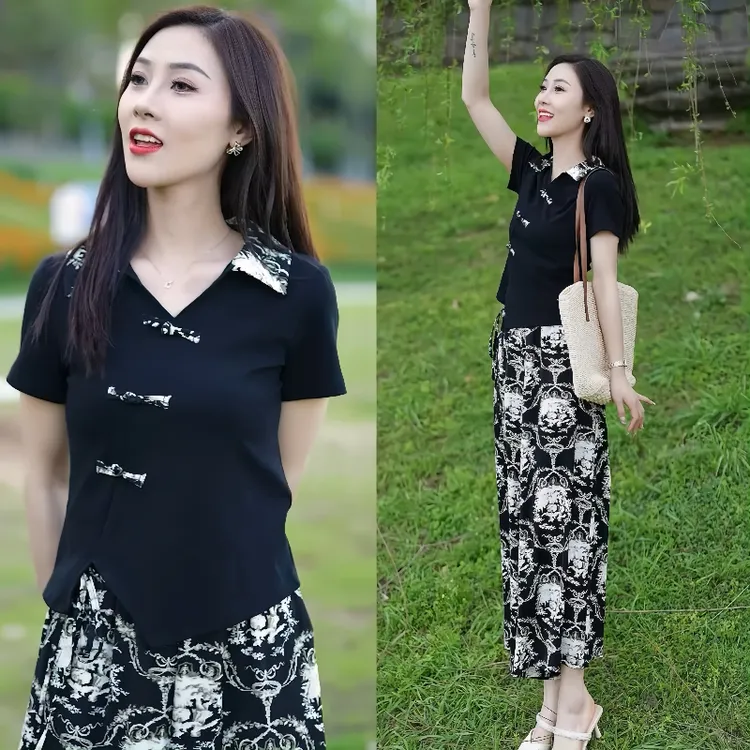 中国风套装女装2024夏季新款洋气减龄时尚夏装韩版气质显瘦两件套