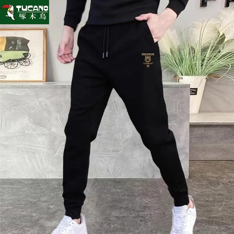 啄木鸟秋冬季高端休闲卫裤男宽松运动时尚百搭个性潮流ins小脚裤