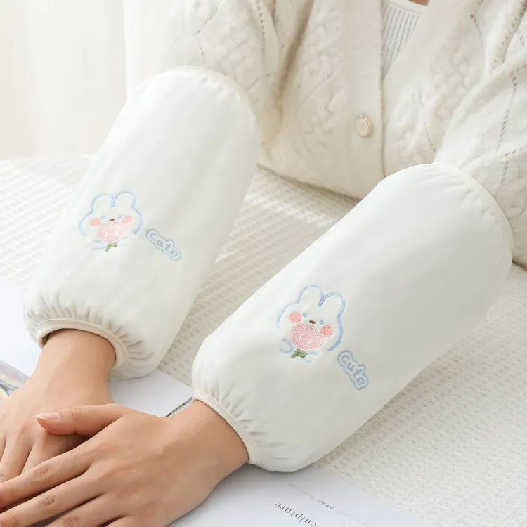 秋冬长款袖套女成人羽绒服防污办公袖筒可爱卡通儿童毛绒护袖