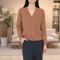 【国王的礼物】时尚简约慵懒风三粒扣V领针织开衫YX10W24276