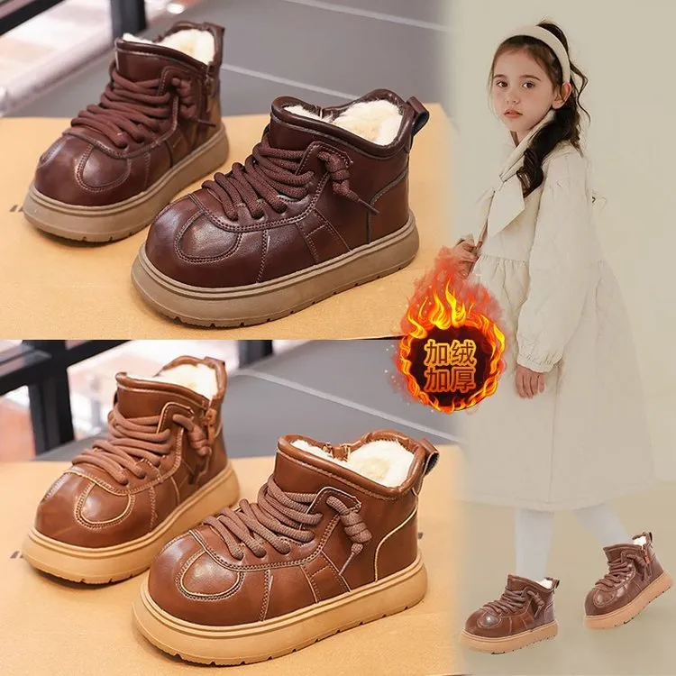 雪地靴卡皮巴拉女童2025冬季新款加绒加厚大头鞋男童丑萌雪地棉鞋