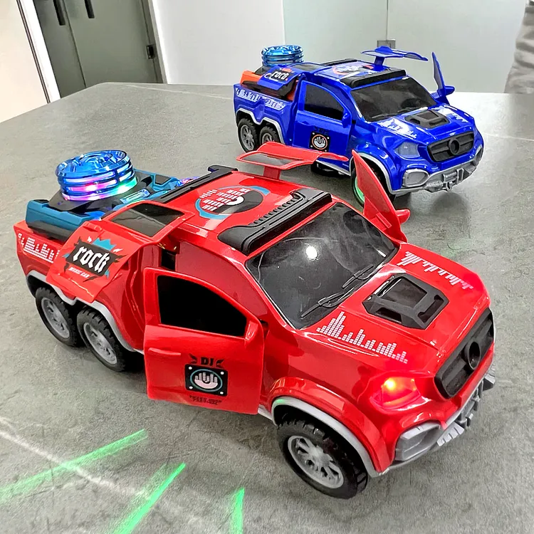电动万向声光炫酷电音车玩具汽车自动开门旋转男孩子益智开发礼物