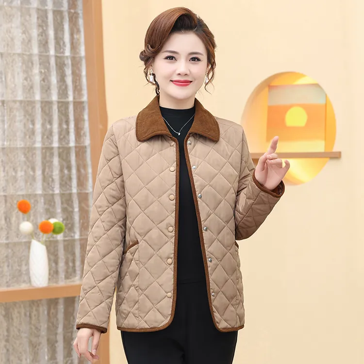 中老年妈妈秋冬季小棉衣休闲时尚洋气新款女装宽松百搭轻薄小棉袄