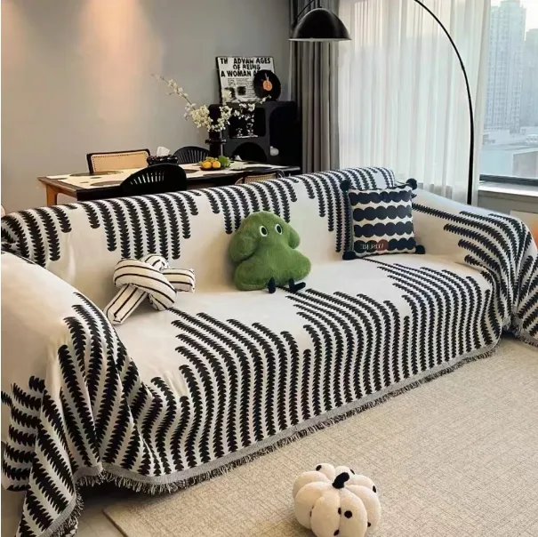 麦穗节节高【轻奢极简】网红爆款防刮耐磨高级感千鸟格沙发套盖布