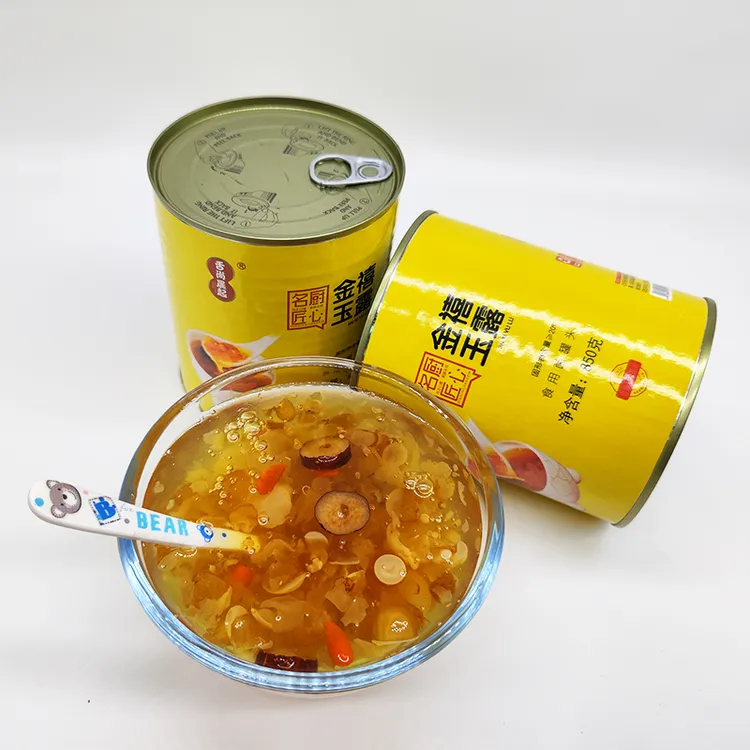 金喜玉露食用菌罐头850g白玉耳银耳枸杞宴席酒店甜汤饮品开罐即食