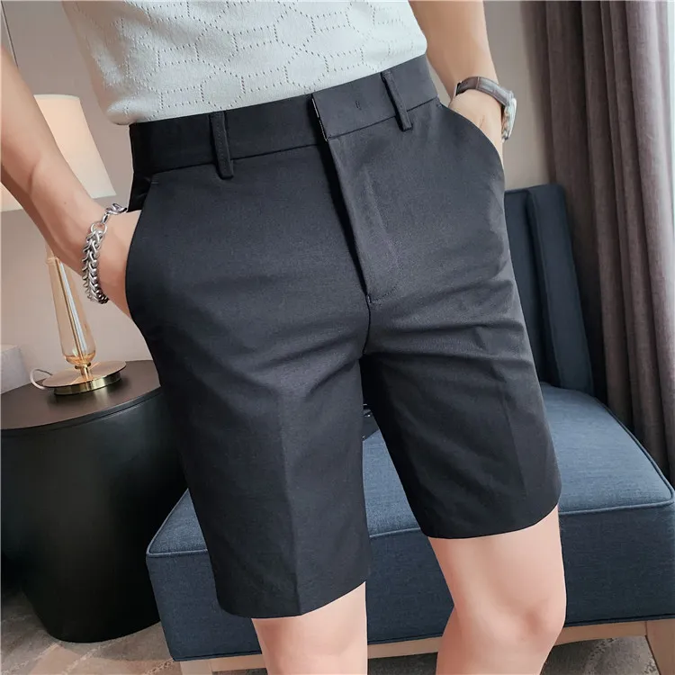夏季男士休闲暗扣短裤商务百搭潮流薄款中裤速干冰丝修身五分裤