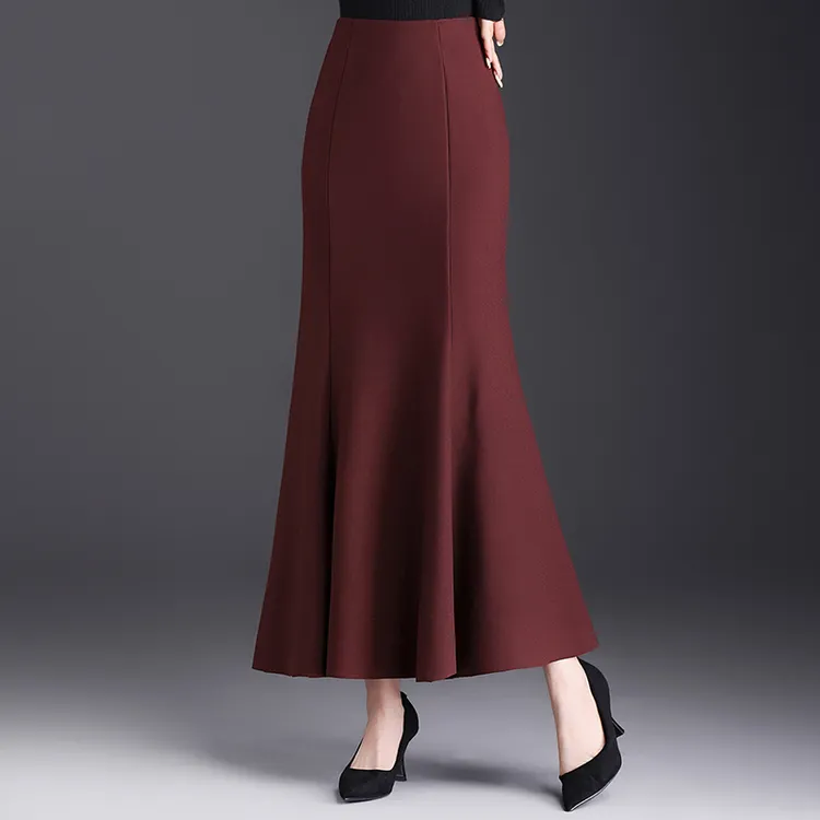 加长长款鱼尾裙半身裙春秋冬新款高腰气质显瘦一步裙包臀裙长裙子