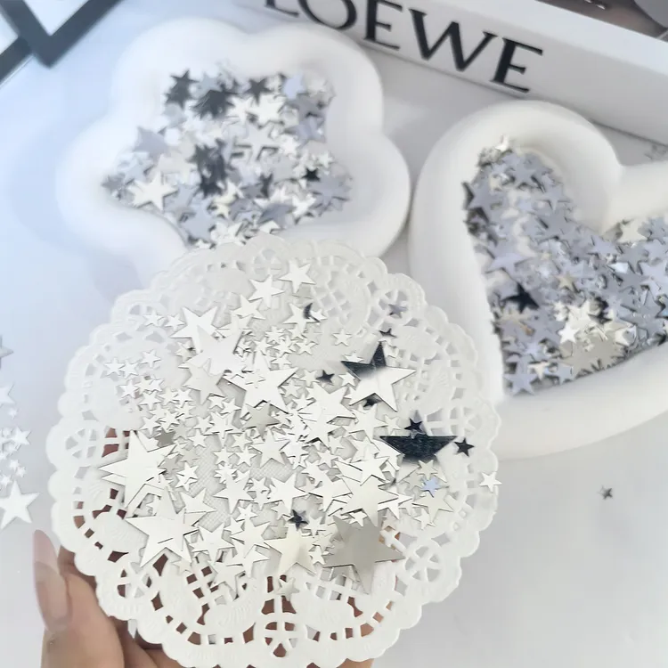 ins风高颜值银色星星亮片装饰辅料出卡打包包装配件填充物diy贴纸