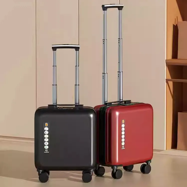 新款商务登机行李箱PC防刮耐磨男女小型18寸免托运密码拉杆旅行箱