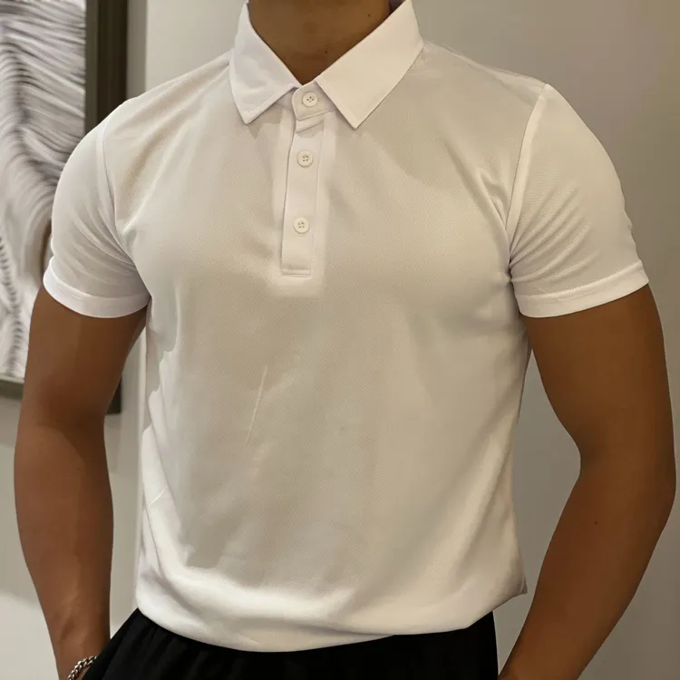 速干运动POLO衫男短袖紧身T恤肌肉健身上衣兄弟时尚弹力透气翻领
