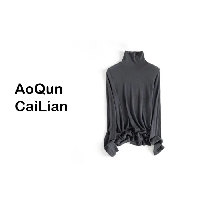 AoQunCaiLian【堆堆领水溶羊毛】又轻又薄又暖和百搭针织套头衫8227