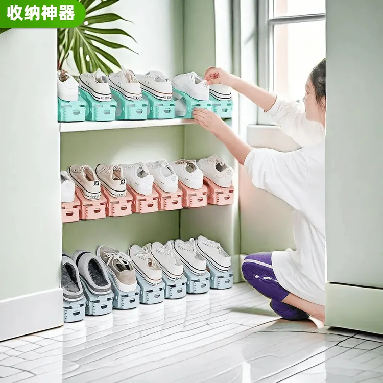 可调节鞋柜鞋子收纳神器双层简易家用鞋托架加厚创意整齐整洁