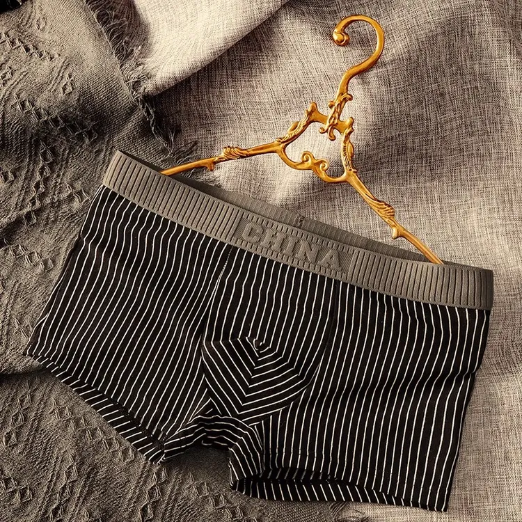 运动新款男士内裤棉质男四角裤男生男款短裤条纹裤衩男式平角底裤