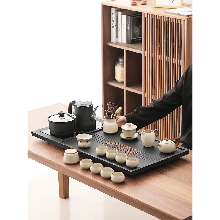 全自动烧水一体茶盘茶具套装中式家用汝窑泡茶壶茶杯一套2025新款