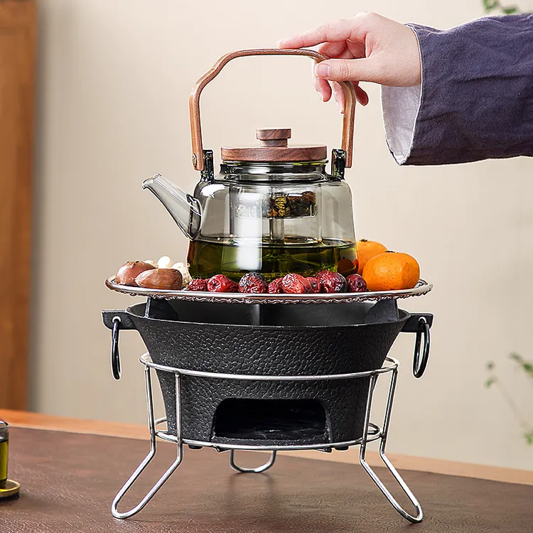 家用老式围炉煮茶茶具全套冬天室外庭院烤茶炉玻璃罐罐茶壶大号