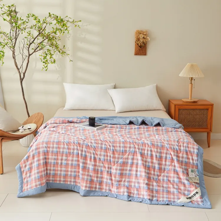 西域种棉人新疆花宽边无印款水洗棉夏凉被空调被薄款春秋被贝拉粉