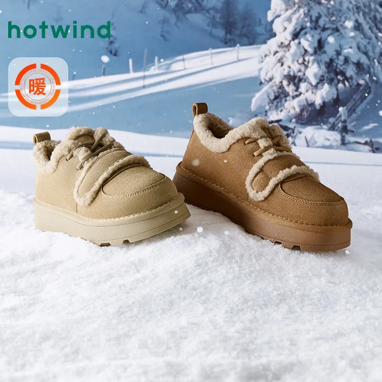 热风雪地靴厚底冬季新款舒适加绒加厚女士低帮雪地靴短靴H89W4806