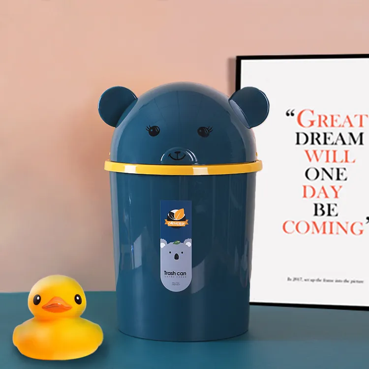 卡通可爱翻盖垃圾桶防异味防臭大号大容量客厅卫生间厕所纸篓带盖