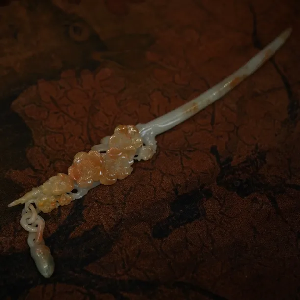 天然缅甸A货翡翠飘花仿古款发簪古典气质宫廷风梅花簪子