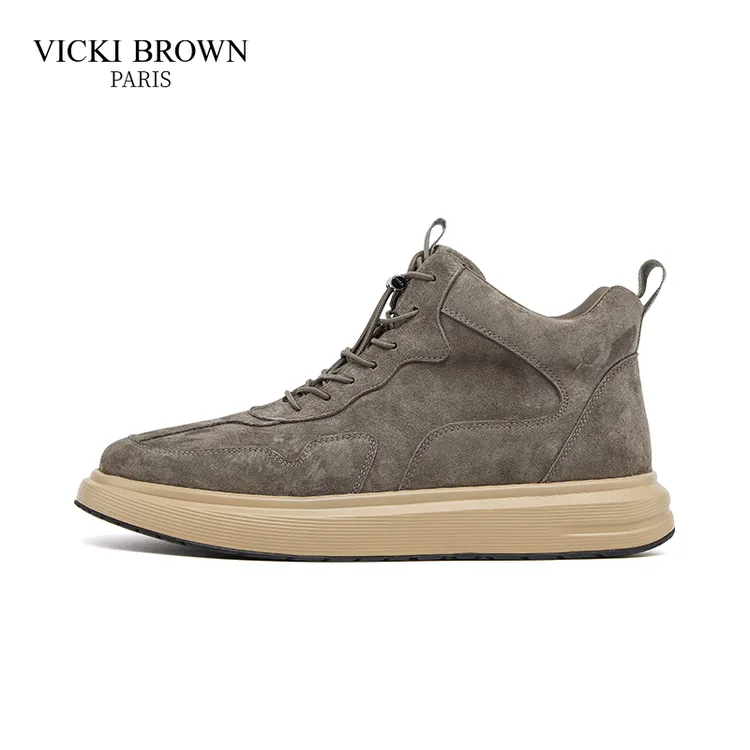 VICKI BROWN轻奢男鞋秋冬款时尚百搭男士户外保暖防滑高帮休闲鞋