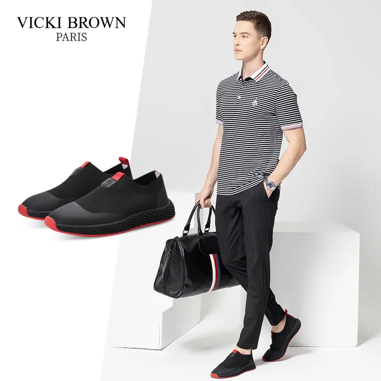 VICKI BROWN法国轻奢男鞋夏季轻便飞织网面鞋百搭透气软底休闲鞋