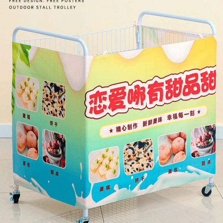 摆摊小推车寿司小吃车可折叠桌货架夜市手推移动出摊地摊架子铁架