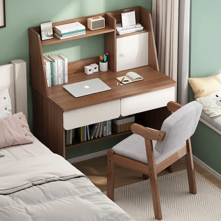 书桌书架一体桌现代简约家用中小学生写字台卧室小型学习桌电脑桌