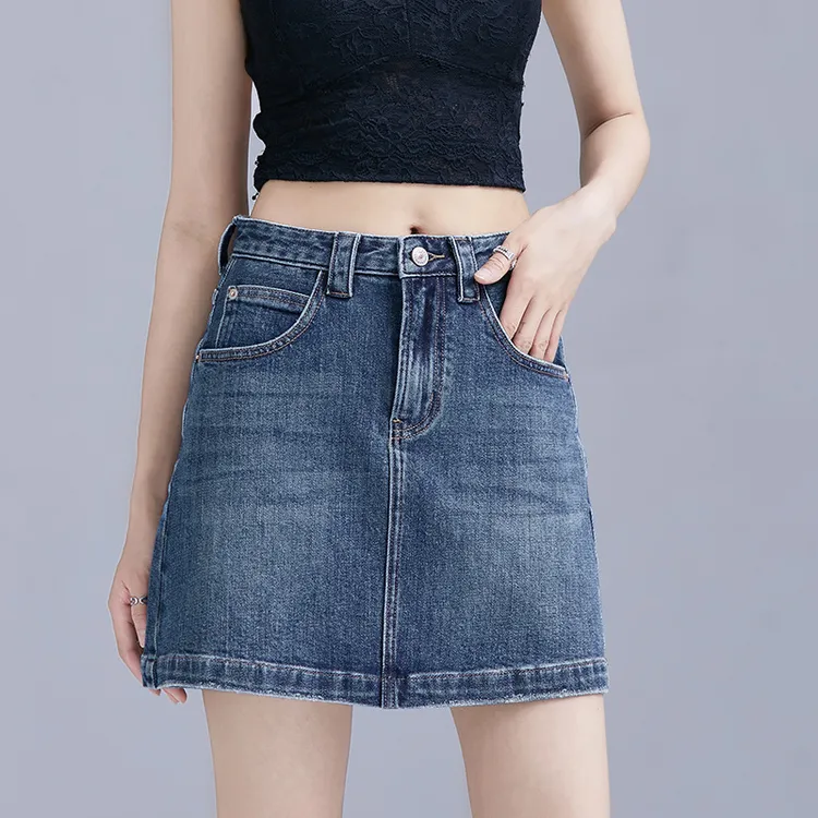 四面弹牛仔半身裙女夏防走光2024新款百搭高腰宽松显瘦半身裙a字