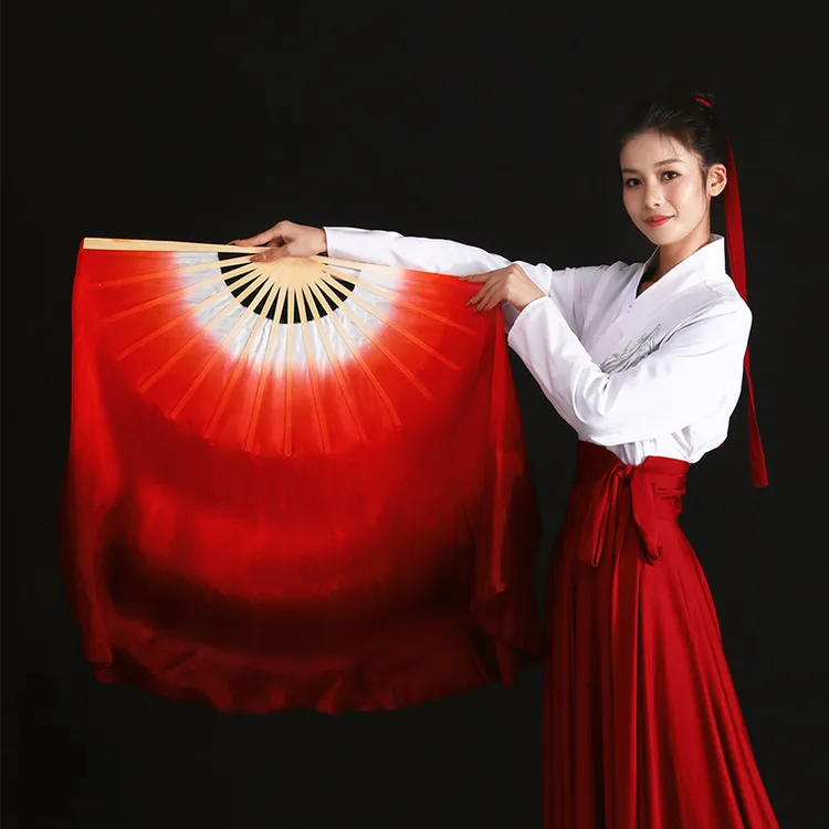 九儿我的祖国万疆舞蹈专用扇子九州同真丝古典舞光亮舞蹈扇子