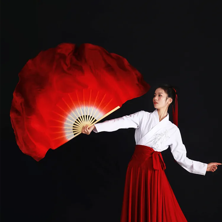 【小含老师同款】舞蹈扇子九儿抬龙王酒红色双面真丝扇我和我的祖国