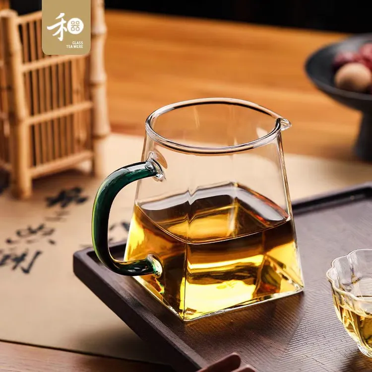 禾器晶彩  瀚然茶海  墨绿色 高硼硅耐热玻璃公道杯分茶器