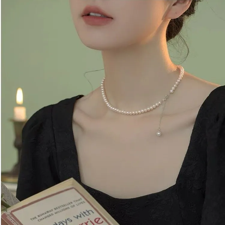天然淡水珍珠项链女 法式轻奢强光baby珠 时尚简约百搭颈链锁骨链